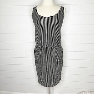 Corey Lynn Calter Striped Stretch Knit Tank Dress Black White Size Small